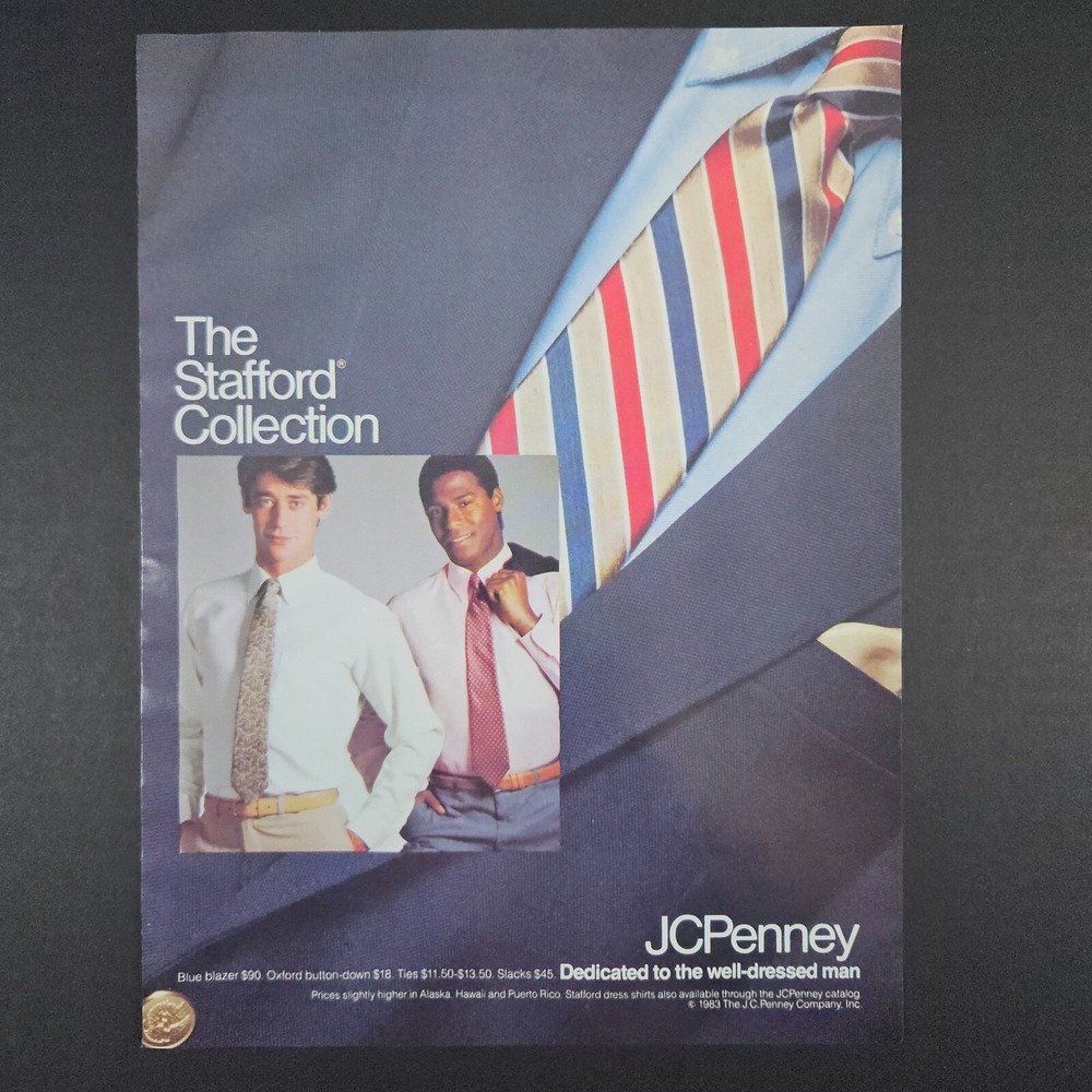 1983 JC Penney Stafford Collection Vintage Print Ad Well Dressed Male Models